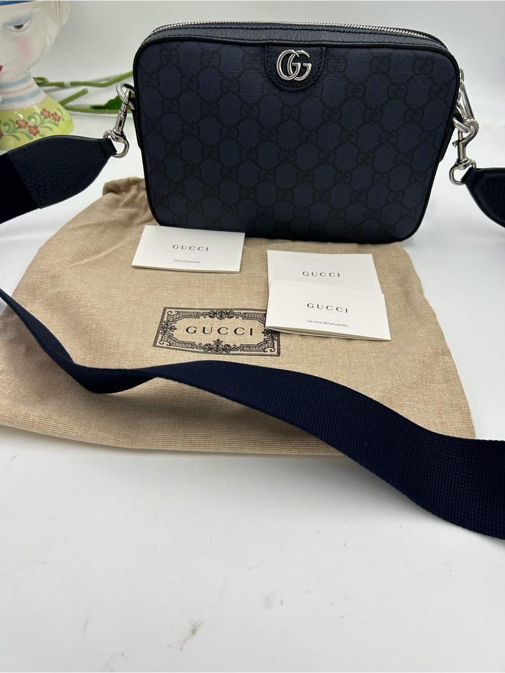 Unisex Gucci, blue/black Ophedia  GG print Crossbody bag made in Italy - Picture 3 of 16